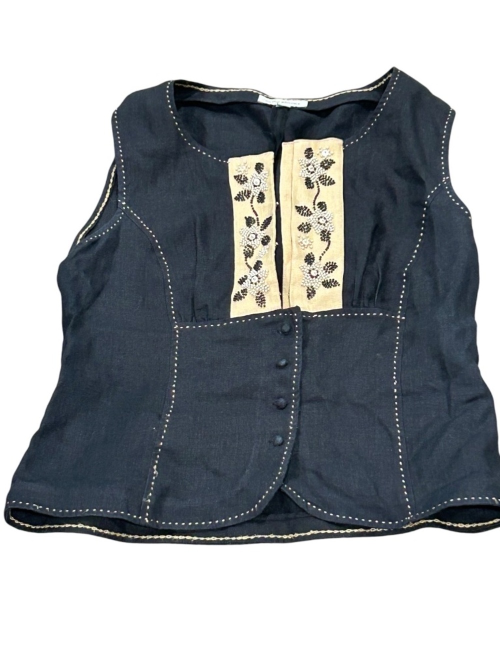 David Brooks Linen Vest Size M Medium Women's Vintage